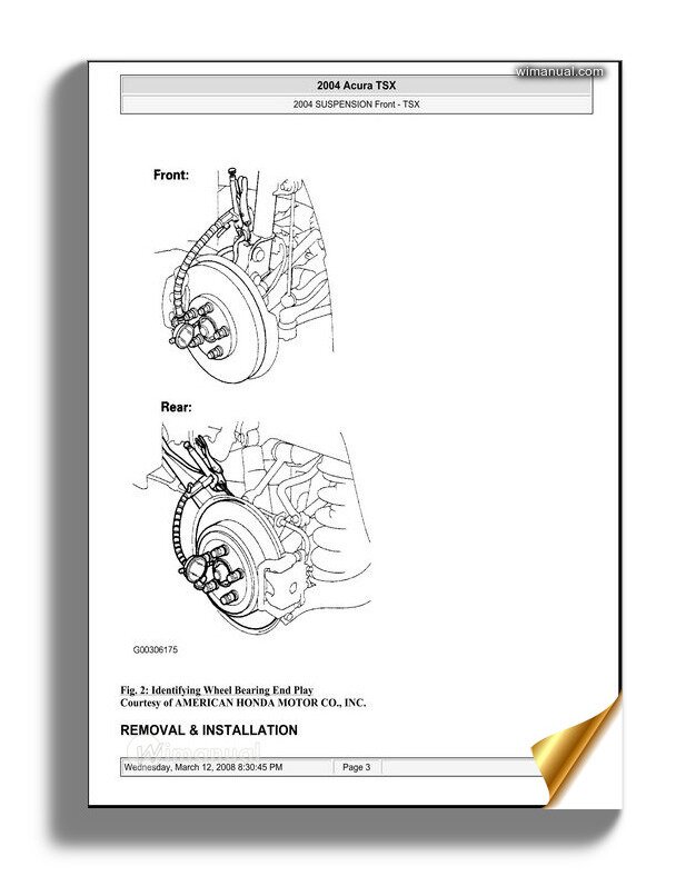 Acura Tsx 2003 2008 Front Suspension Service Repair Manual