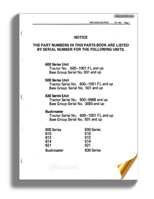 Allis Chalmers 621 Forklifts Parts Manual 