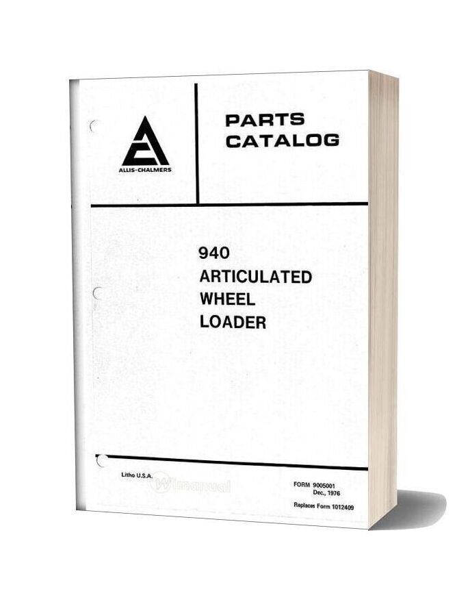 Allis Chalmers 940 Articulated Wheel Loader Parts Catalog