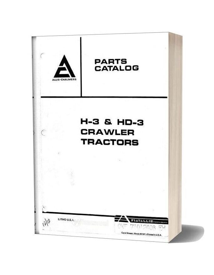 Allis Chalmers H3 Hd3 Crawler Tractors Parts Catalog