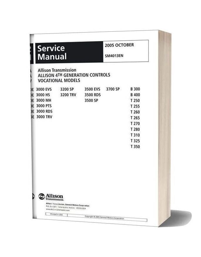 Allison Transmission Sm4013en 2005 Service Manual