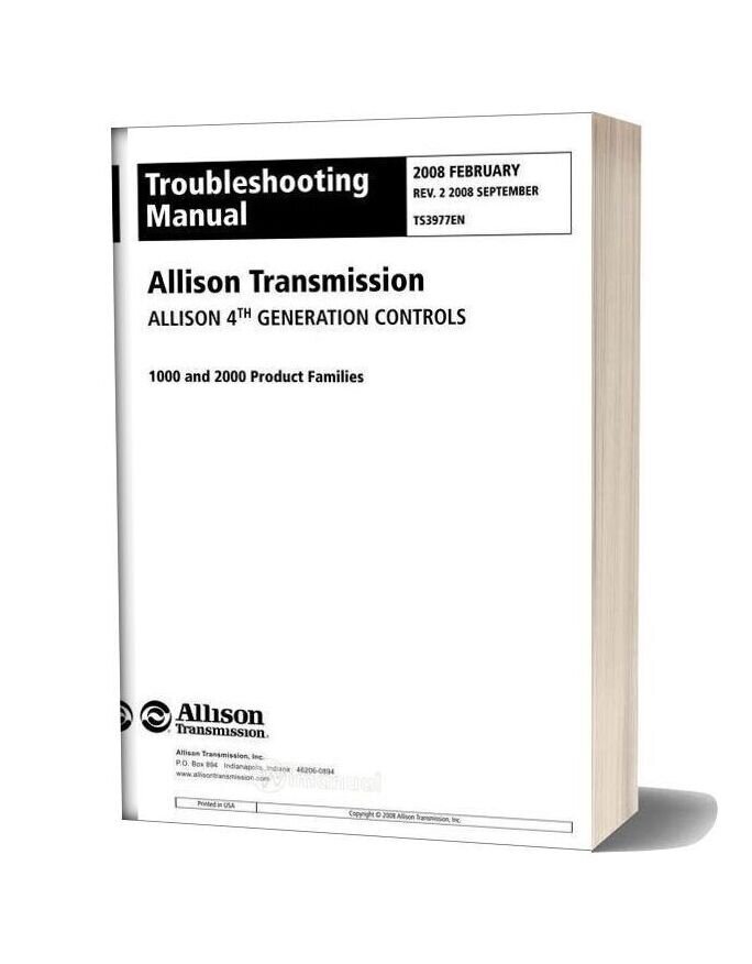 Allison Transmission Ts3977en 1000 2000 Troubleshooting Manual