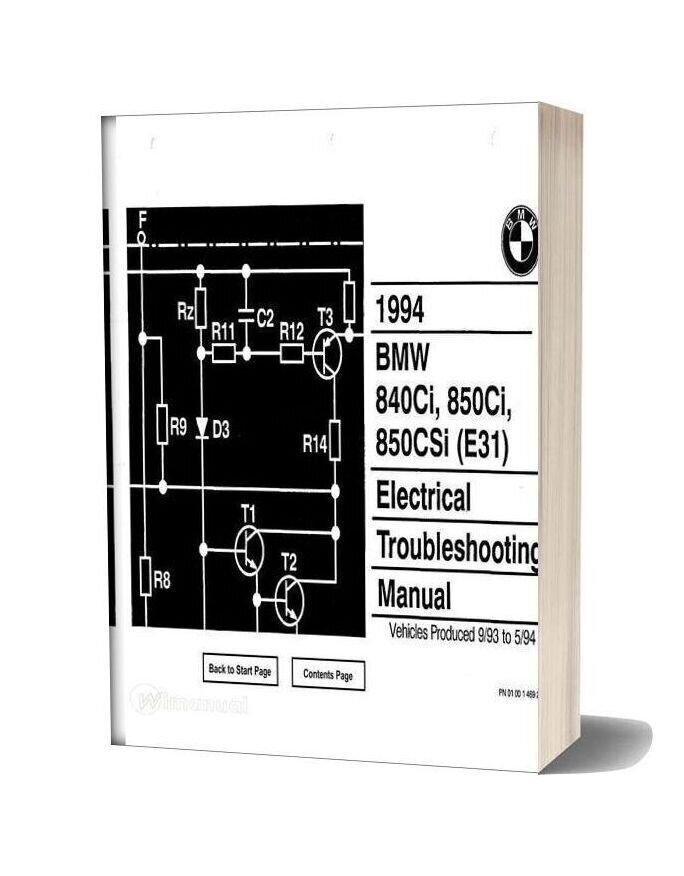 Bmw 840ci 850ci 850csi 1994 Electrical Troubleshooting Manual