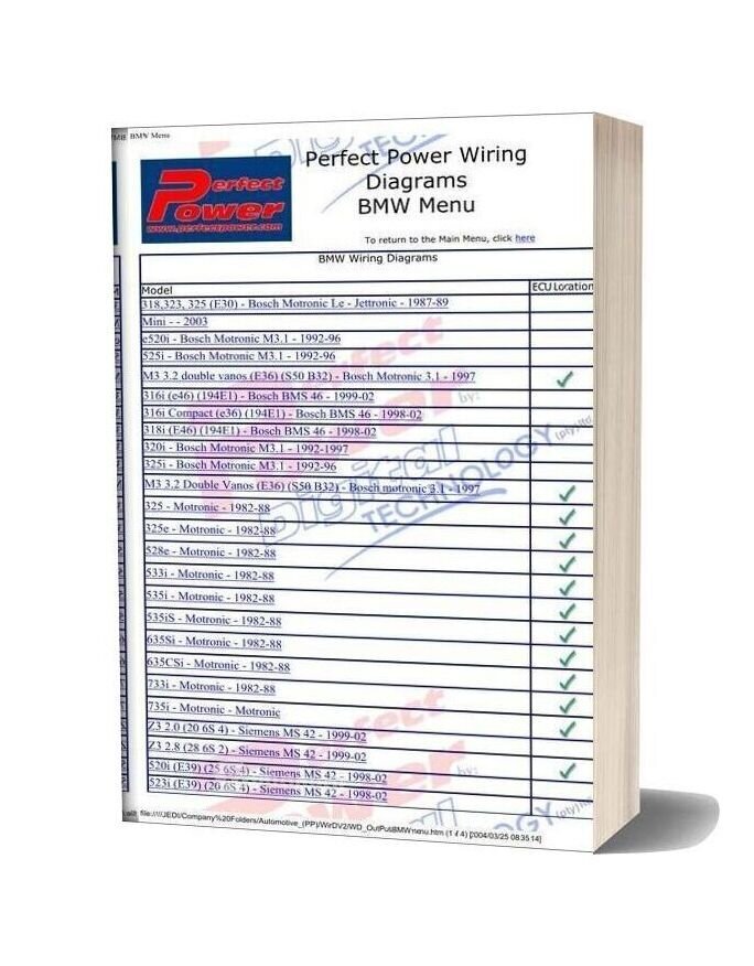 Bmw Ecu Wiring Diagrams Menu