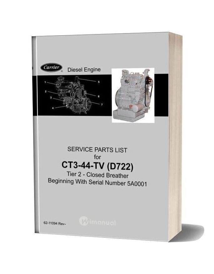 Carrier Ct3 44 Tv D722 Diesel Engine Service Parts List