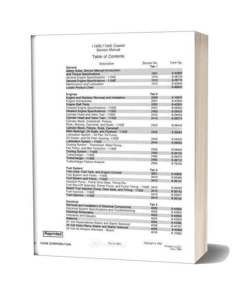 Case 1150e 1155e Crawler Dozer Service Manual