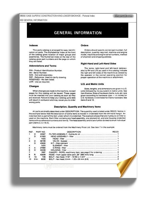 thumbnail image 2 of Case 580K Backhoe Loader Parts Manual - Phase One - Peaceful Creek Catalog Book 2 of 6