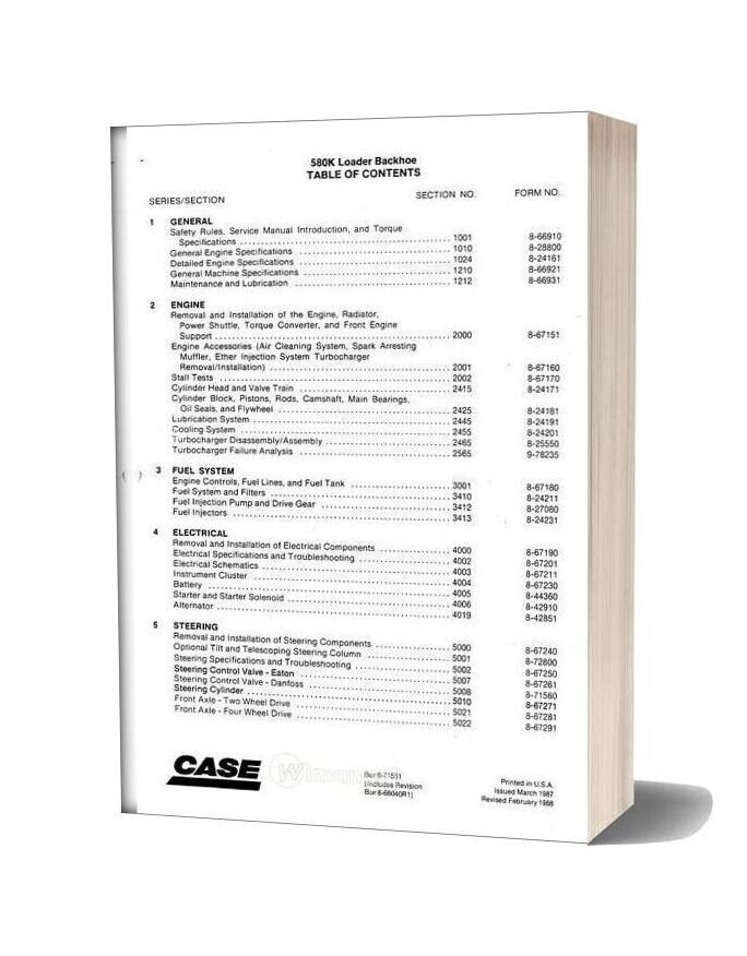 Case 580k Phase 1 Service Manual