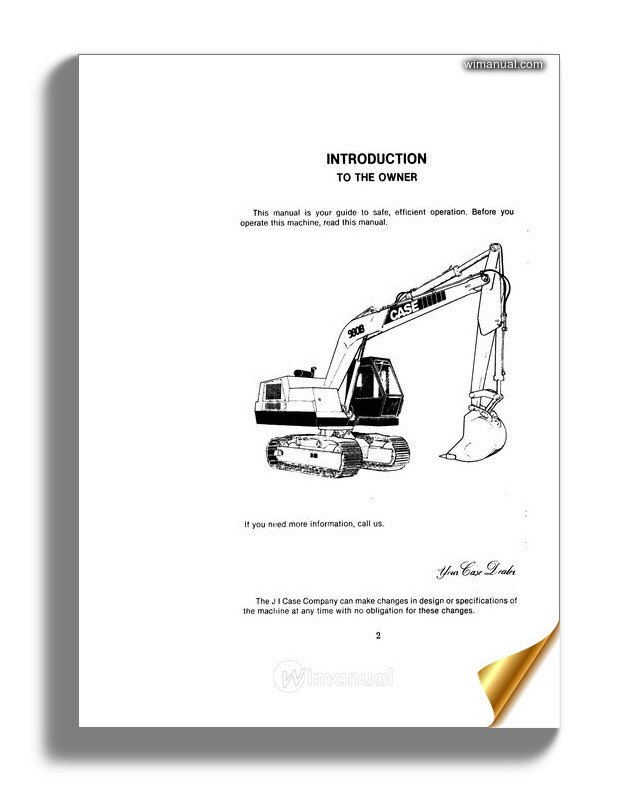 Case 980B Excavator Operators Manual Owners Maintenance Book NEW 