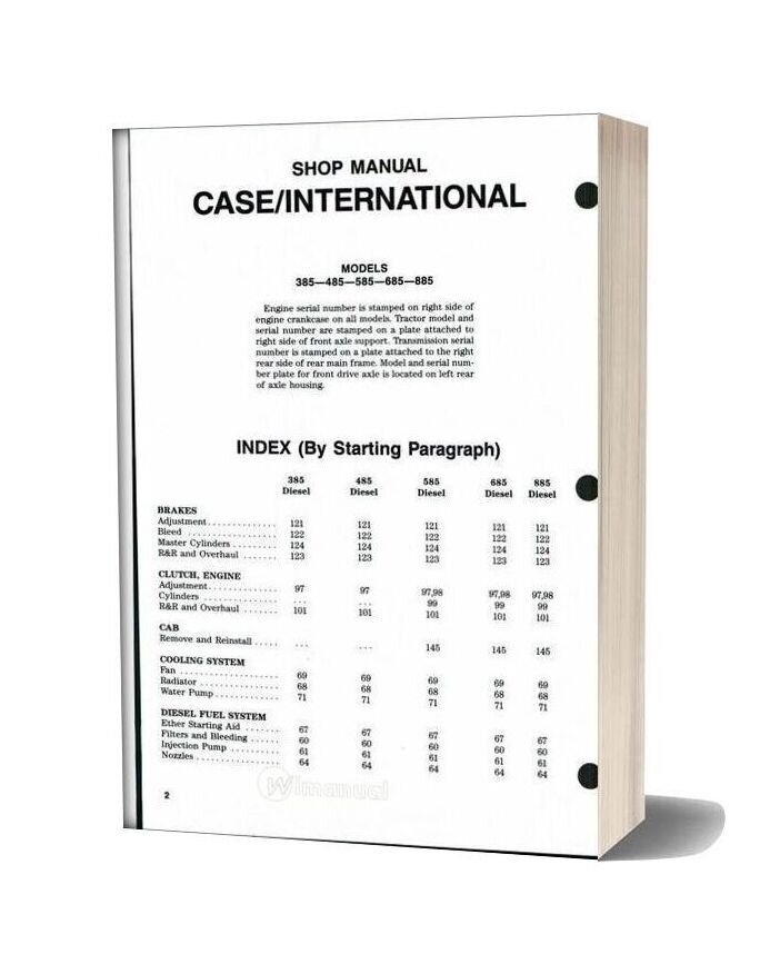 Case International 385 485 585 685 885 Shop Manual