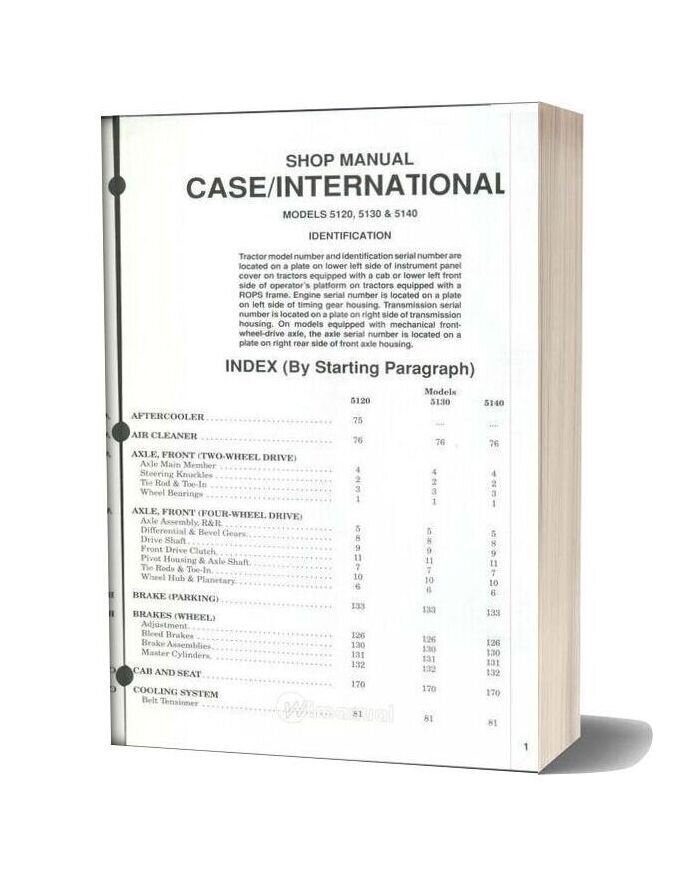 Case International 5120 5130 5140 Shop Manual