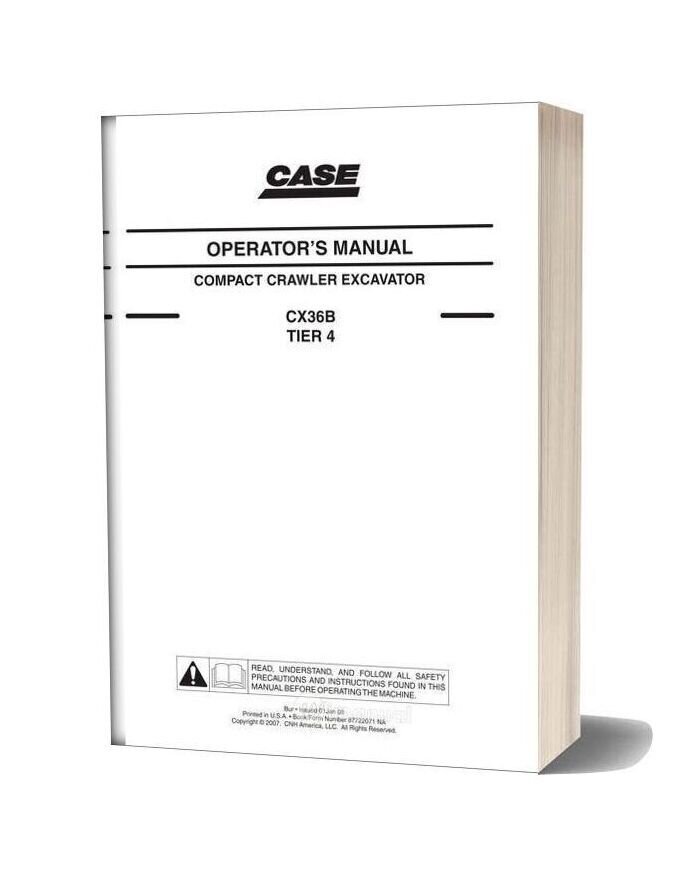 Case Mini Excavator Cx36b Tier 4 Operator Manual