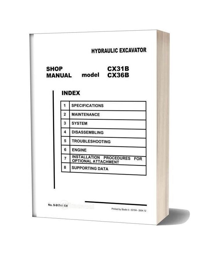 Case Mini Hydraulic Excavator Cx31b 36b Shop Manual