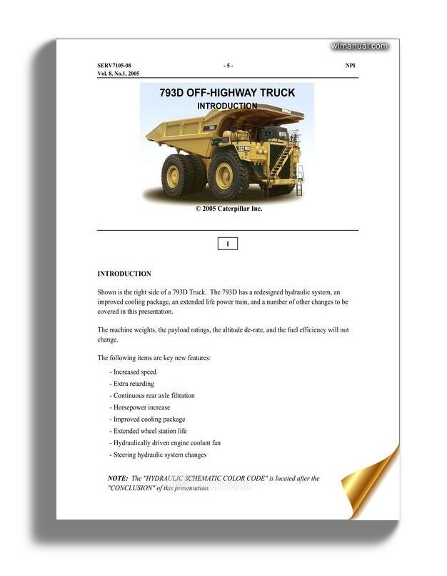 Caterpillar Truck 793b 793c Hydraulic System Manual