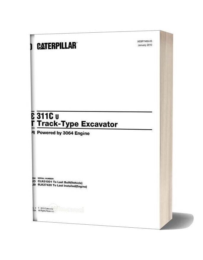 Caterpillar 311c U Track Type Excavator Parts Manual Japonesa 2010