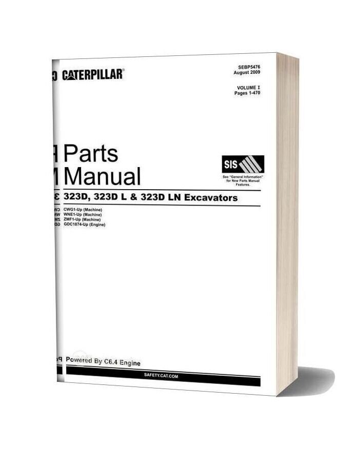 Caterpillar 323d 323d L 323d Ln Excavators Parts Manual