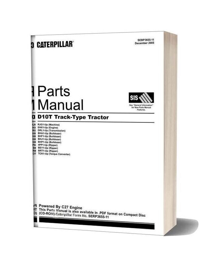 Caterpillar D10t Track Type Tractor Parts Manual