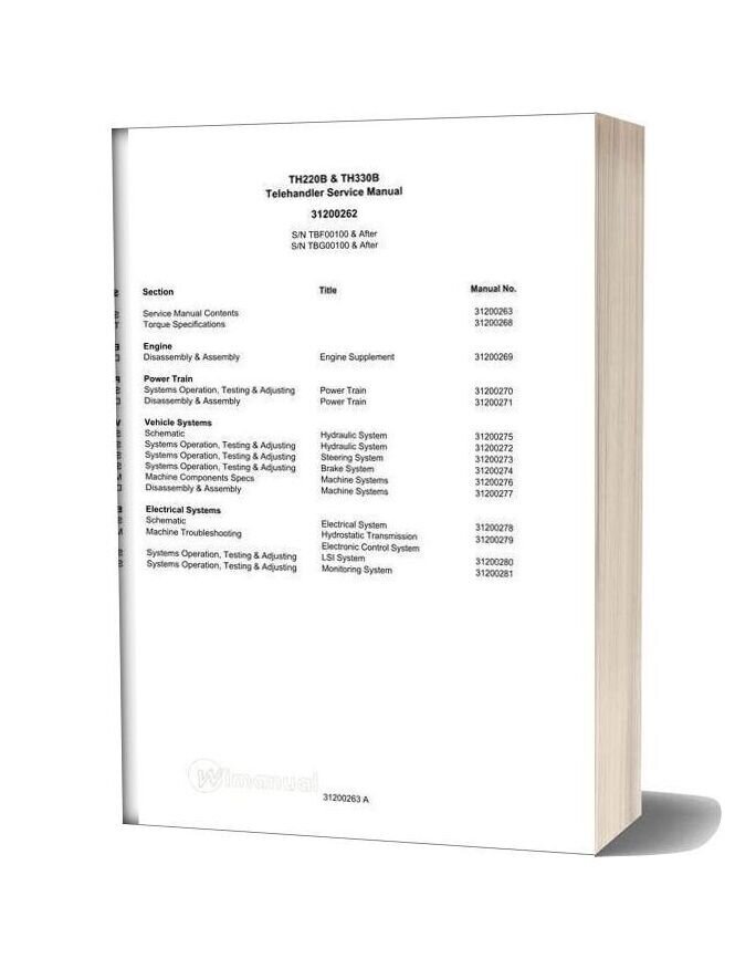 Caterpillar Telehander Th330b (Tbg) Service Manual