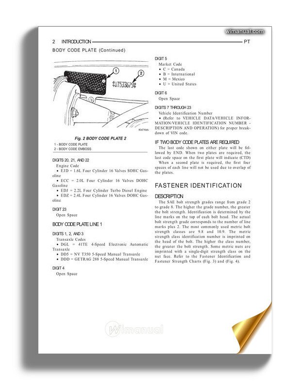 Pt Cruiser Service Manual