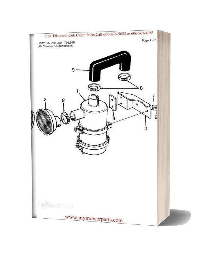 Cub Cadet Parts Manual For Model 1572 Sn 756300 799999