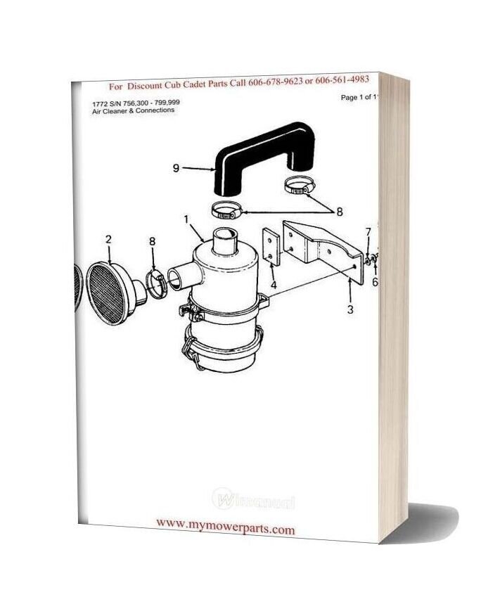 Cub Cadet Parts Manual For Model 1772 Sn 756300 799999