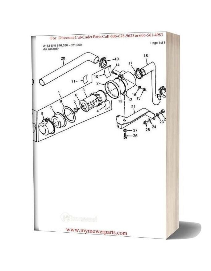 Cub Cadet Parts Manual For Model 2182 Sn 816536 821059