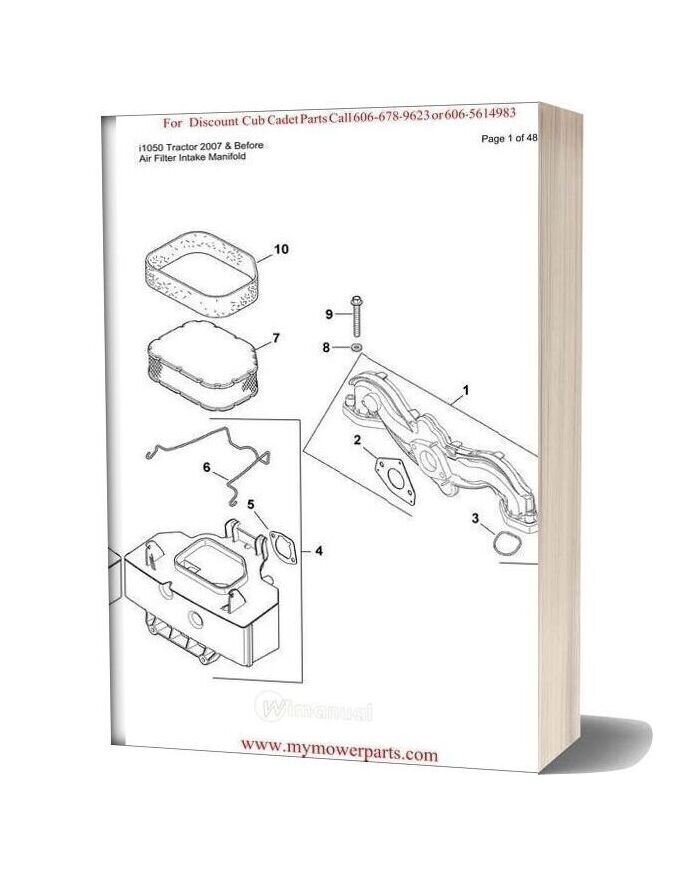 Cub Cadet Parts Manual For Model I1050 Tractor 2007 And Before
