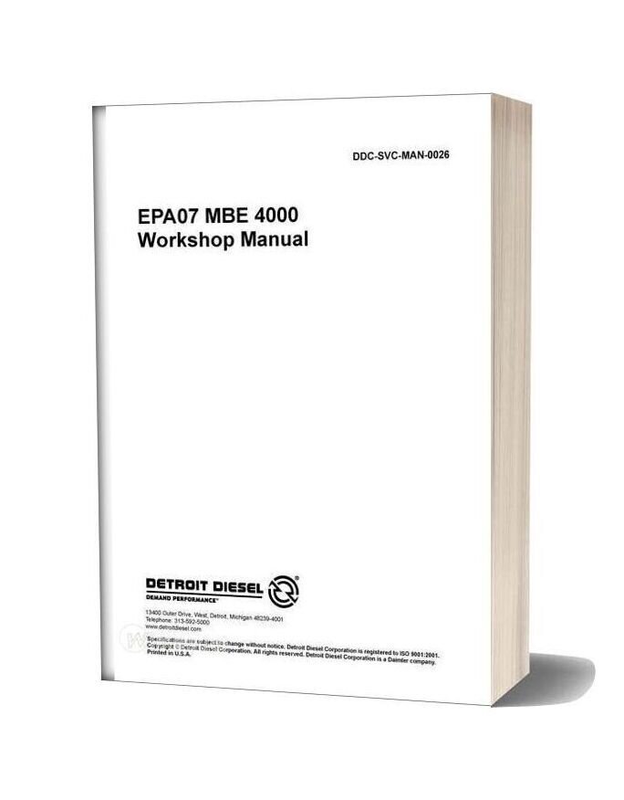 Detroit Epa07 Mbe 4000 Workshop Manual Ddc Svc Man 0026