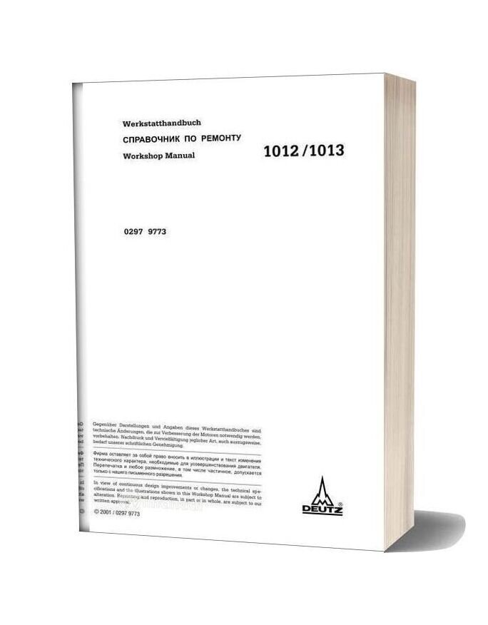 Deutz Engine Wh 1012 1013 Workshop Manuals