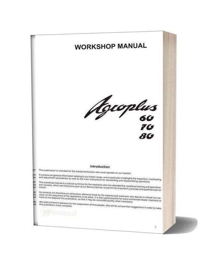 Deutz Fahr Agroolus 60 70 80 Workshop Manual