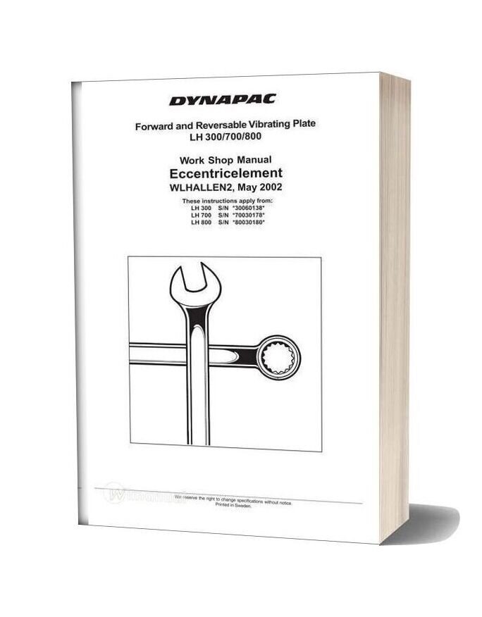 Dynapac Lh 300700800 Parts Manual