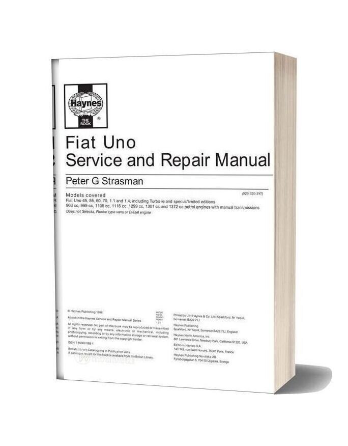 Fiat Uno Service Workshop Manual