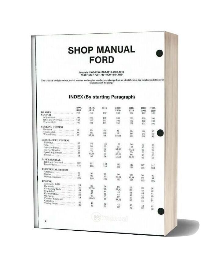 Ford 1110 1200 1210 1300 1310 1500 1510 1700 1710 1900 1910 2110 Shop Manual
