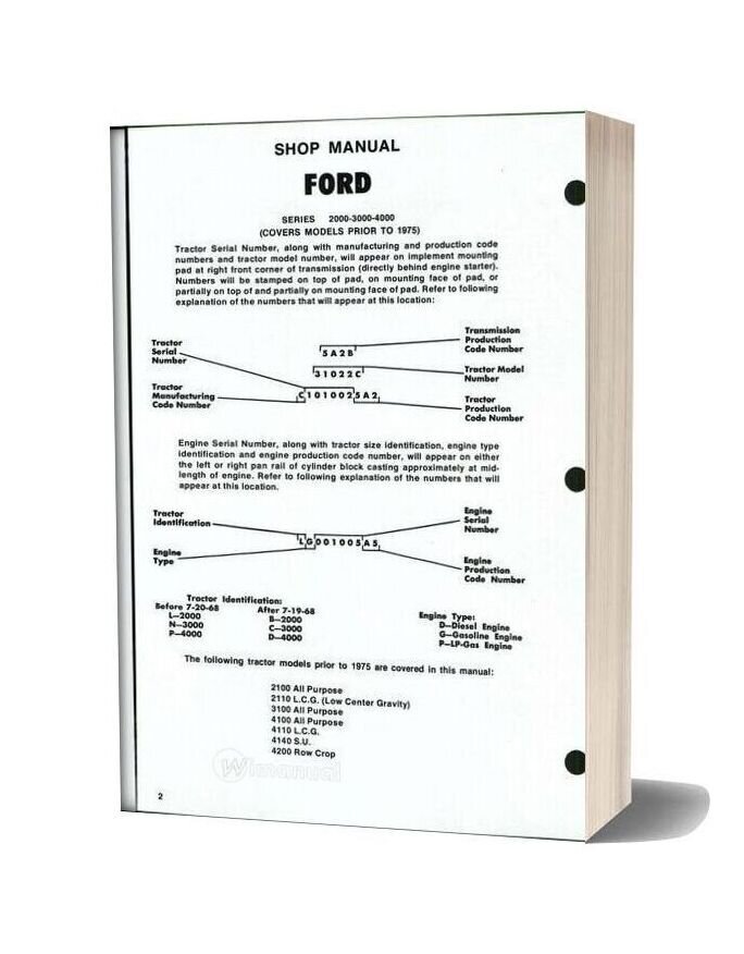 Ford 2000 3000 4000 Pre1975 Shop Manual