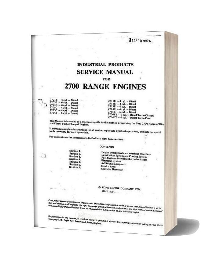 Ford 2700 Range Diesel Engine Workshop Manual