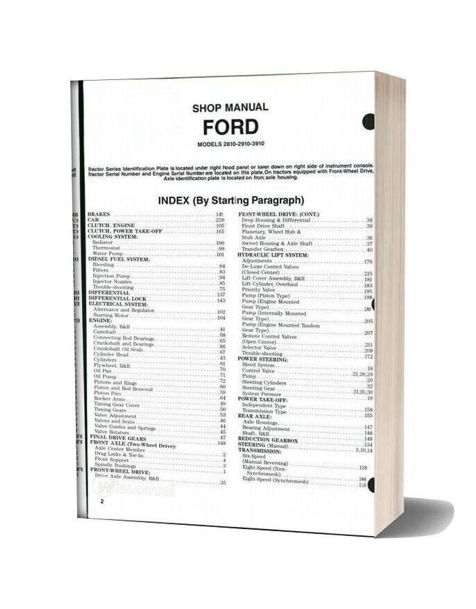 Ford 2810 2910 3910 Shop Manual