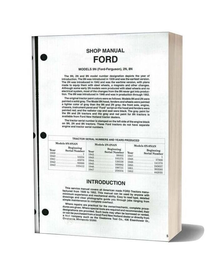 Ford 9n 2n 8n Shop Manual