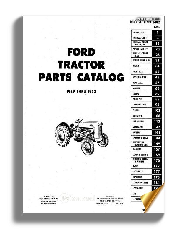  Ford Tractor 8n 2n 9n y Naa Catálogo de piezas maestras