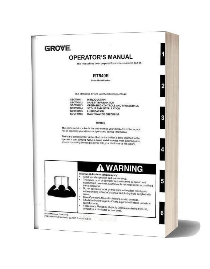Grove Rt 540 40t Operators Manual