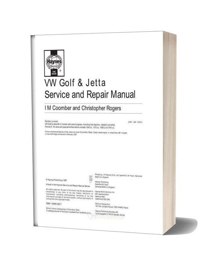 Haynes Volkswagen Golf Jetta Service And Repair Manual