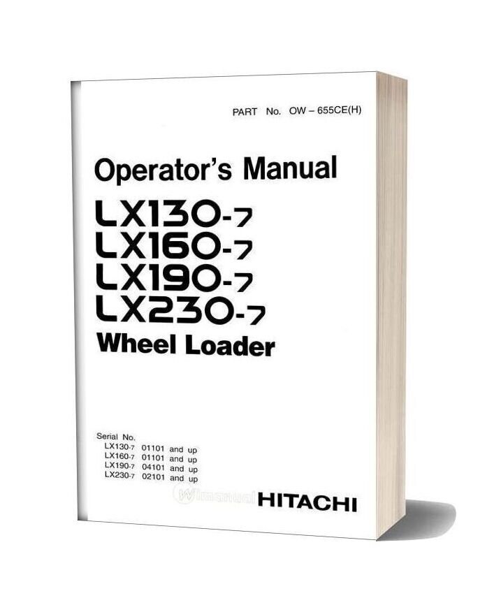 Hitachi Lx130 7 Lx160 7 Lx190 7 Lx230 7 Operator Manual