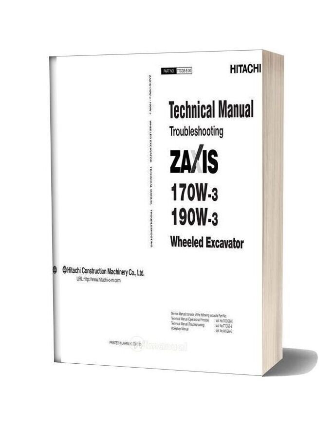 Hitachi Wheeled Excavator Zx 170w 190w 3 Technical Manual Troubleshooting
