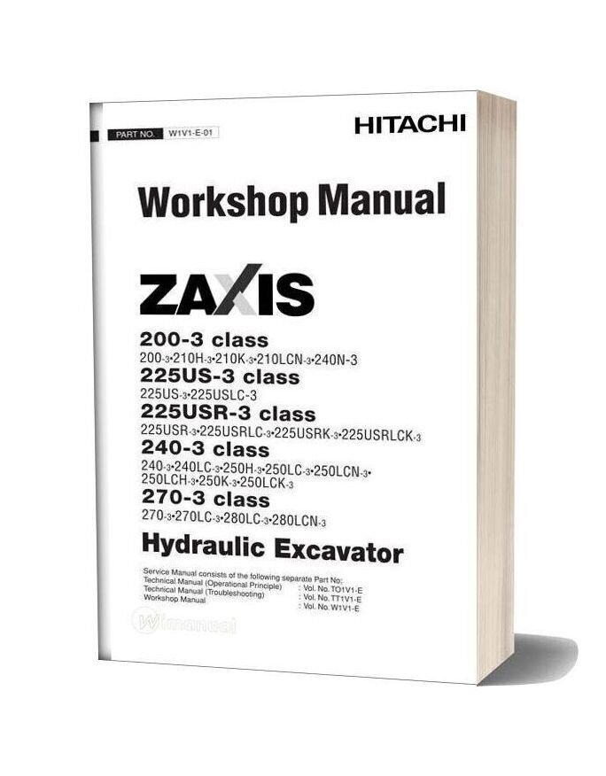 Hitachi Zaxis 200 225us 225usr 240 270 3 Workshop Manual