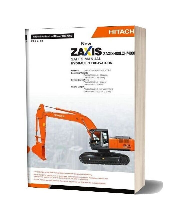 Hitachi Zaxis 400r 400lch Hydraulic Excavator Sales Manual