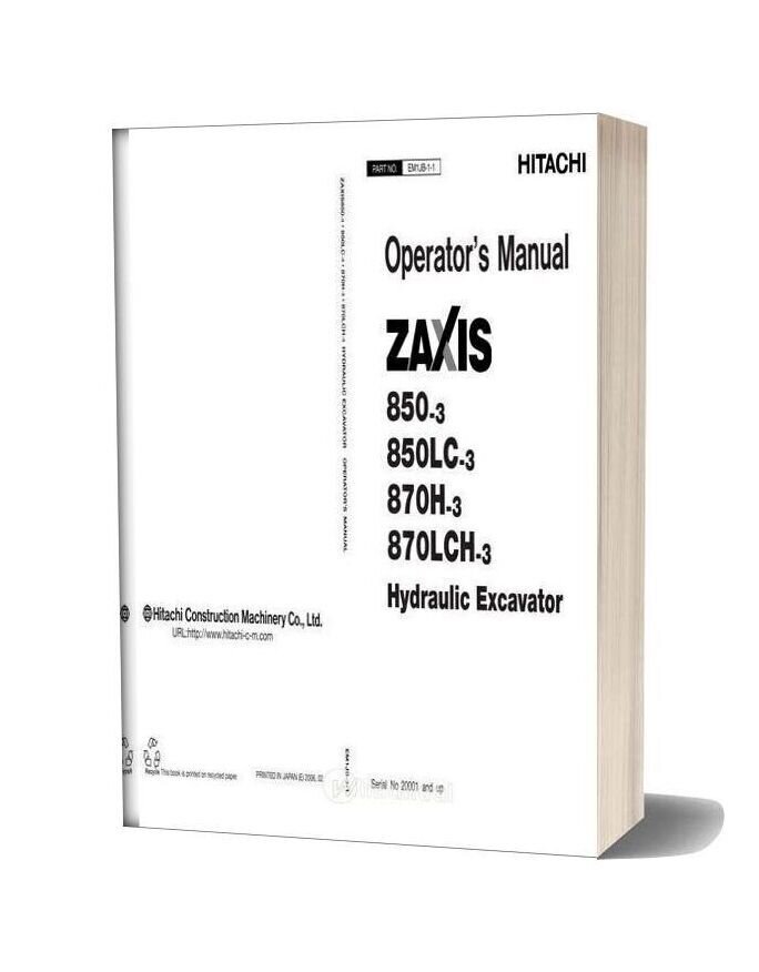 Hitachi Zaxis 850 850lc 870h 870lch 3 Maintenance Manual