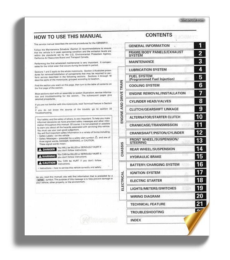 Honda Cbr600f4i Service Manual