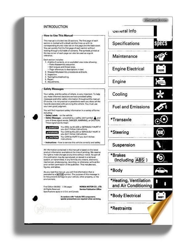 Honda S2000 00 03 Service Manual