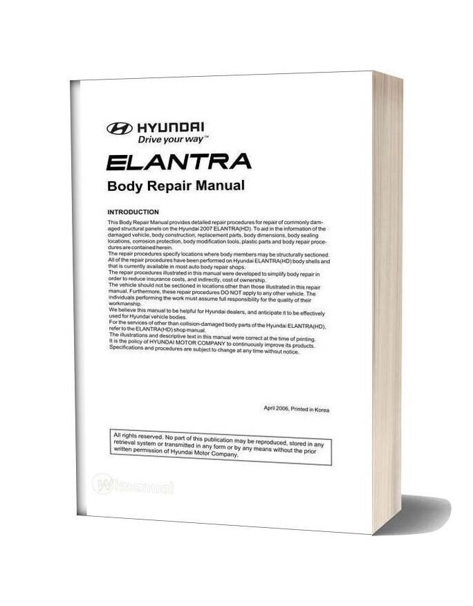 Huyndai Elantra Hd Body Repair Manual