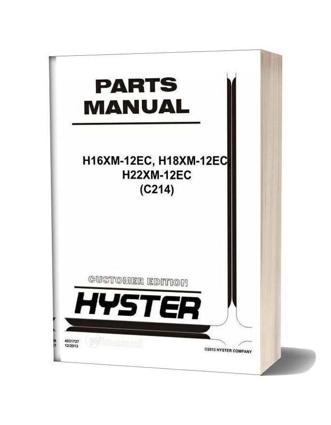 Hyster 45 Ton 2013 Parts Manual