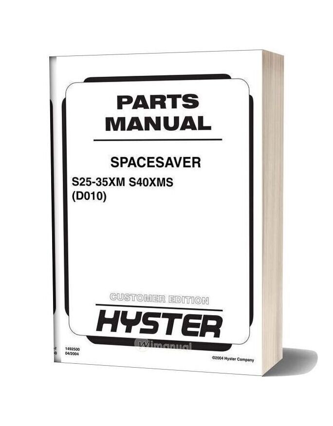Hyster Spacesaver S25 35xm S40xms Parts Manual